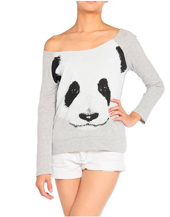 PANDA FACE RIBBED BACK SWEATER–$18.00