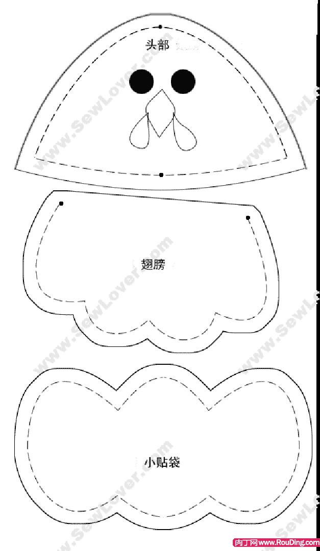 手工收纳袋制作:小母鸡壁挂纸样