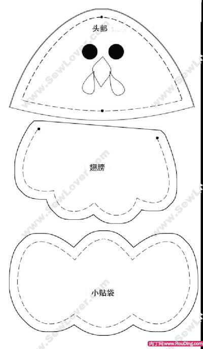 手工收纳袋制作:小母鸡壁挂纸样