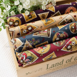 复古邮票 高密精纺纯棉府绸布料