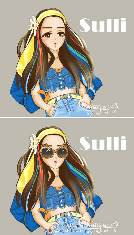 崔雪莉sulli回归造型漫画手绘1p