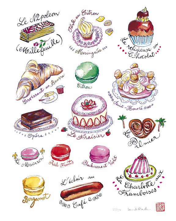 Art for kitchen Food Art French pastries.