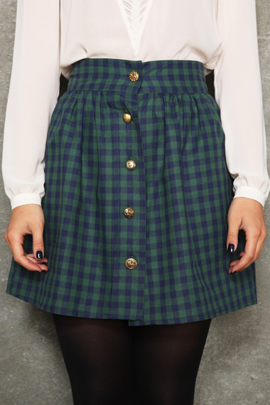 Renewal Plaid Button Front Skirt