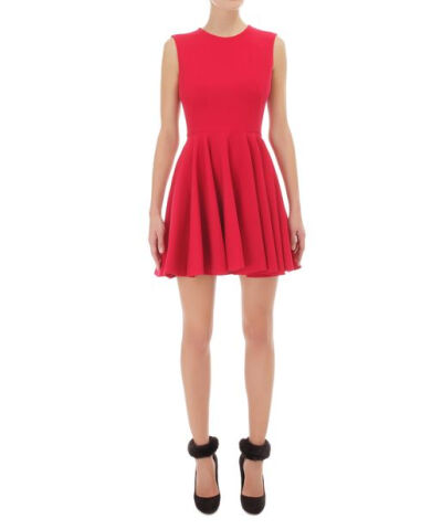 Cherry Crepe Wool Circle Mini-Dress