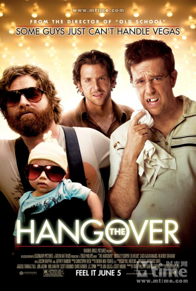 宿醉 The Hangover，2009. 宿舍姐妹一起看，笑到不行。。。宿醉2沿袭第一部特点。