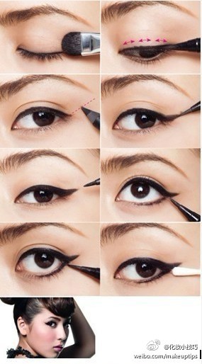 【猫眼妆的画法】眼线是眼妆的重点，也是大多数女性想学却总是学不会的化妆步骤