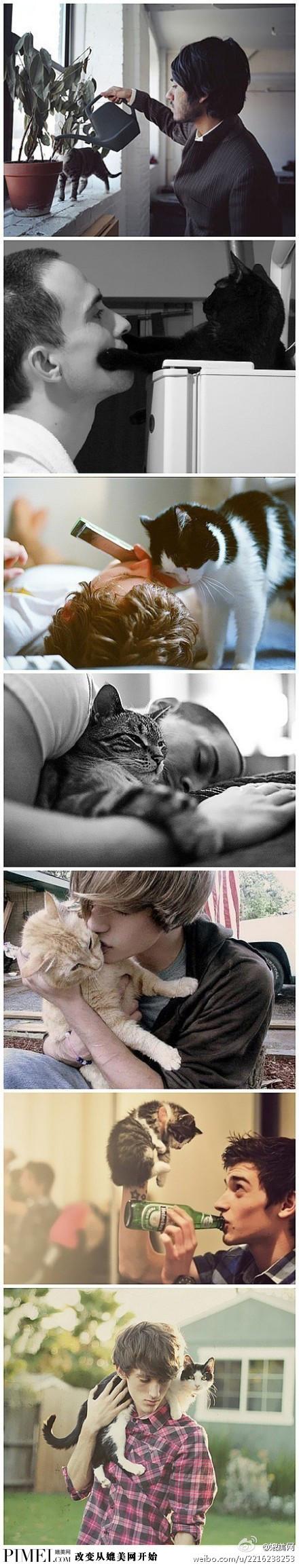 男人和喵~~~~ 小编真心觉得又帅又萌啊。。。。