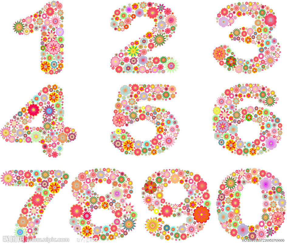 时尚花纹花朵鲜花数字