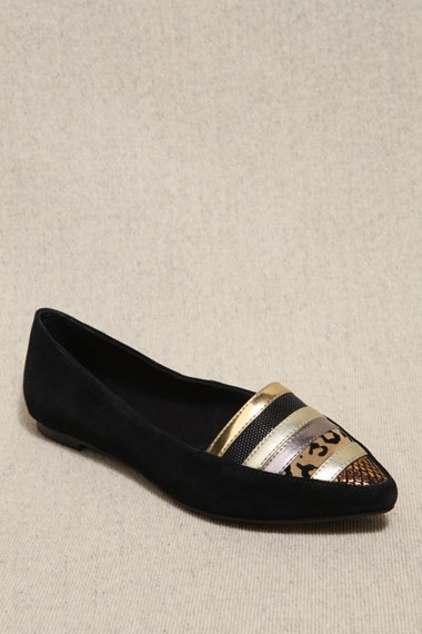 Black Metallic Stripe Shoes