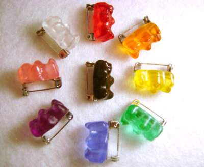 1x Gummy Bear Badge/Pin/Brooch - Your choice of colour