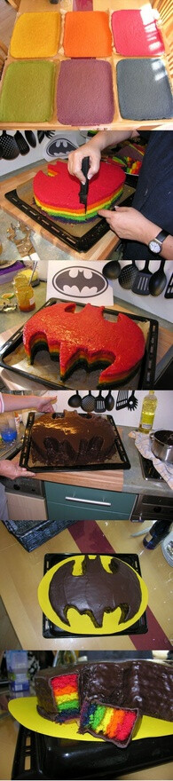 Awesome RAINBOW Batman Cake!!!