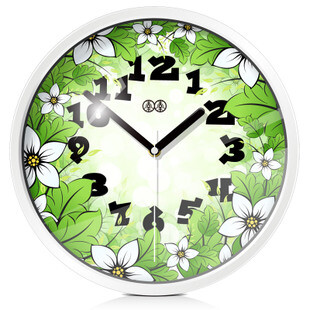 静音简洁时尚绿叶创意环保田园石英钟表