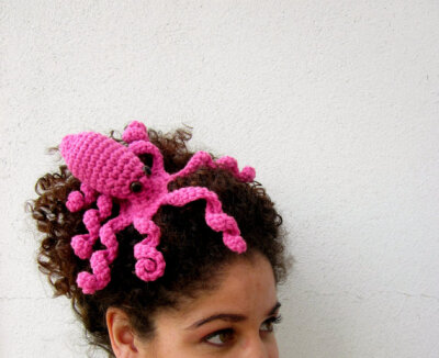 Octopeep Fascinator Hair Clip. Tentacle. Headpiece. Biology Zoology Geek. Whimsical. Odd. Nerdy. Playful. Octopus. Pink.