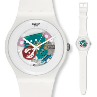 专柜联保正品 Swatch 手表 2012 炫彩透视机芯 透视白 SUOW100