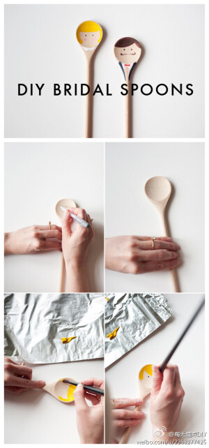 DIY新郎新娘勺子，送给要结婚的朋友~~