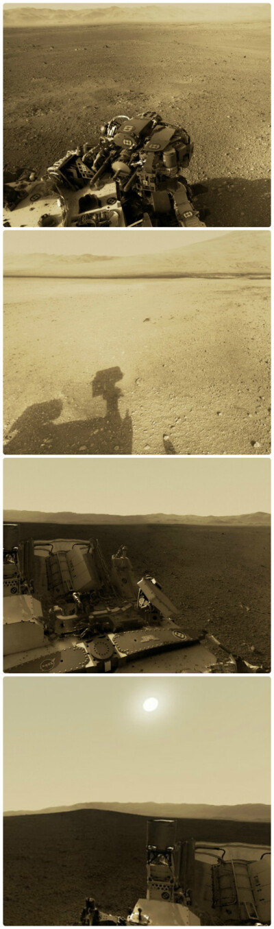 经过8个多月和3.52亿公里的漫长旅途之后，“好奇”号火星车终于抵达火星，并拍摄了一系列火星地表照片，让地球人一睹火星风景。遗憾的是火星车最开始发回的照片像素低，而且有些尘土。现在EDS系统公司制作了一张“好…