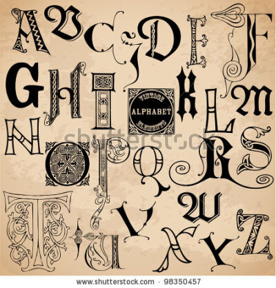 stock vector : Vintage Alphabet - hand drawn in vector - High Quality