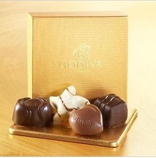比利时GODIVA高迪瓦花式巧克力金色礼盒4颗装