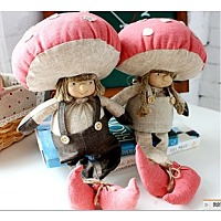 【出口日单】蘑菇大头娃娃 手工布艺摆件