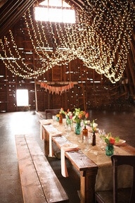 Twinkle lights in a wedding reception