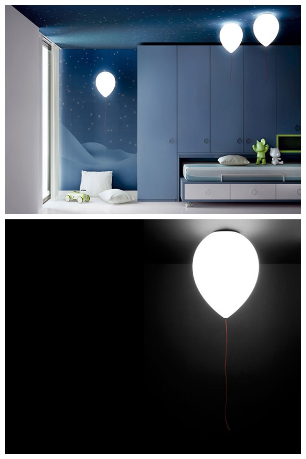 这款灯具的设计灵感来源于漂浮在空中的气球，一个简简单单的设计造型却能给我们心灵带来一种不一样的美感，在房间内多放置几个这样的灯具也给室内带来唯美的浪漫气氛。（来自网站：创意酷）
