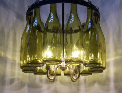 霞多丽 - 勃艮第葡萄酒瓶吊灯4掉落臂黄铜灯具