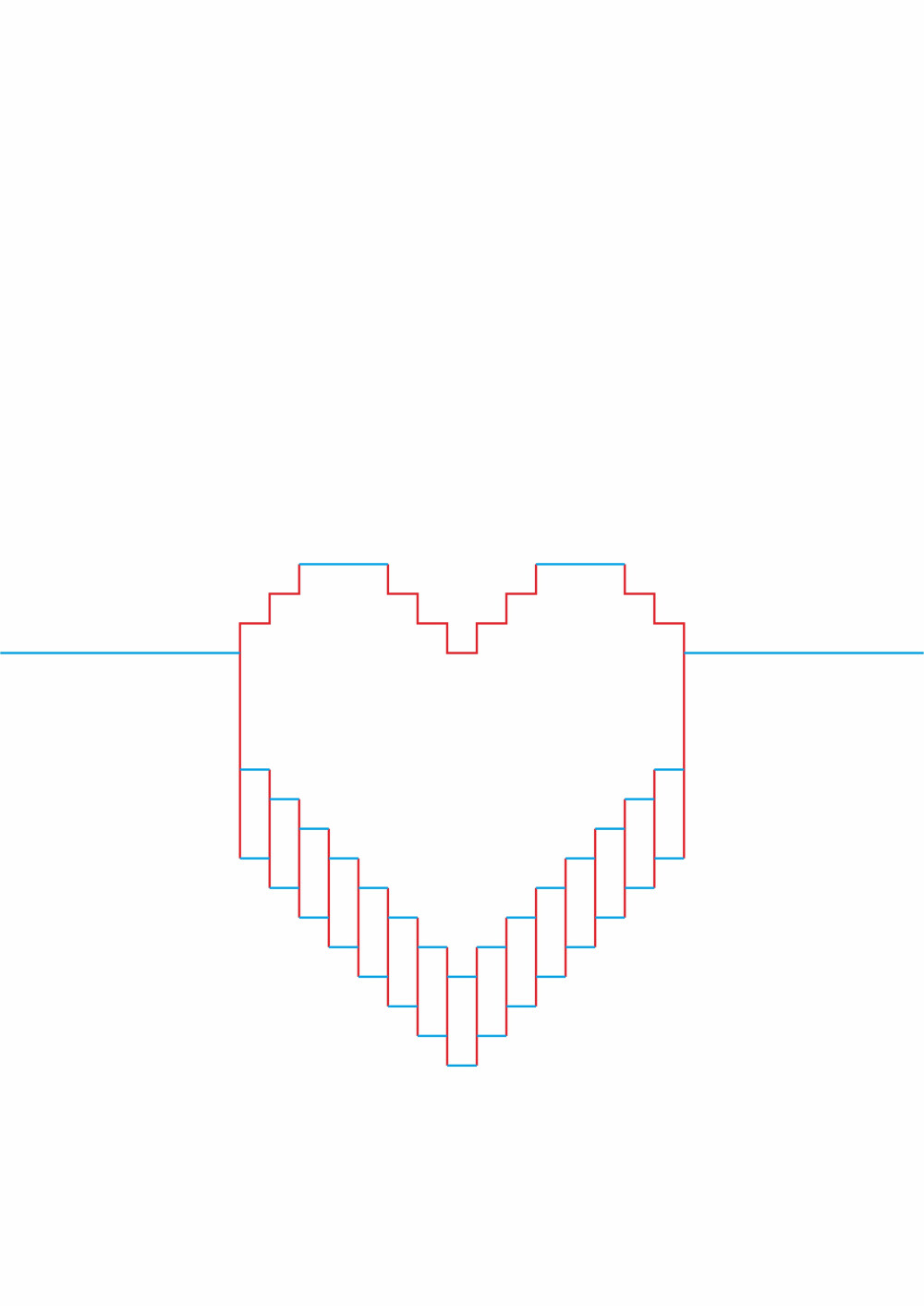 剪红线 折蓝线 可制作心型立体贺卡