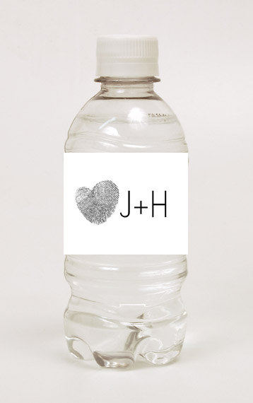 DIY Printable Fingerprint Wedding Custom Personalized Water bottle/mason jar label 8.5