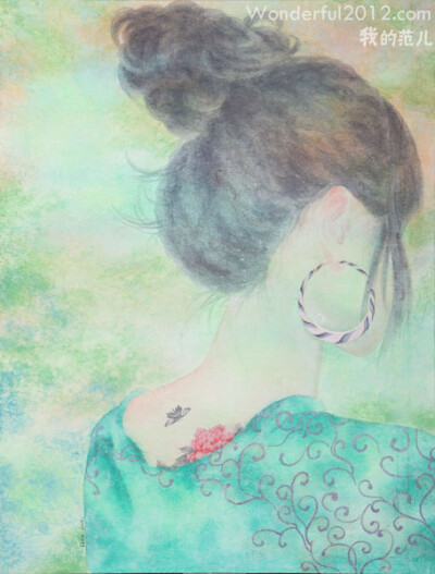 女人香：梦幻一样的色彩，凝固在侧身的瞬间，简单，却又与众不同。艺术家：李娜 www.5dfanr.com