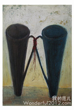 连理杯：一对杯子，是象征，亦是比喻，画者刻意的扭曲，似乎在阐述些什么。 艺术家：何佳宋 www.5dfanr.com