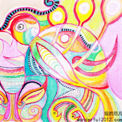 鸟：点和线的组合，色彩的渐变和过度，点亮了整个画面。 艺术家：毛绒年代 www.5dfanr.com