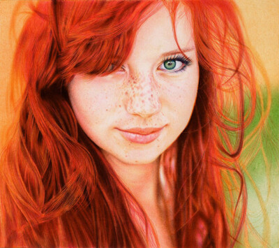 相信我，这不是一张照片，真不是。这张红发女孩肖像画是29岁的葡萄牙律师用圆珠笔画出来的，原型是俄罗斯摄影师Кристина Тарарина给俄罗斯超模Любовь Ансимова拍摄的一张照片。 Silva…