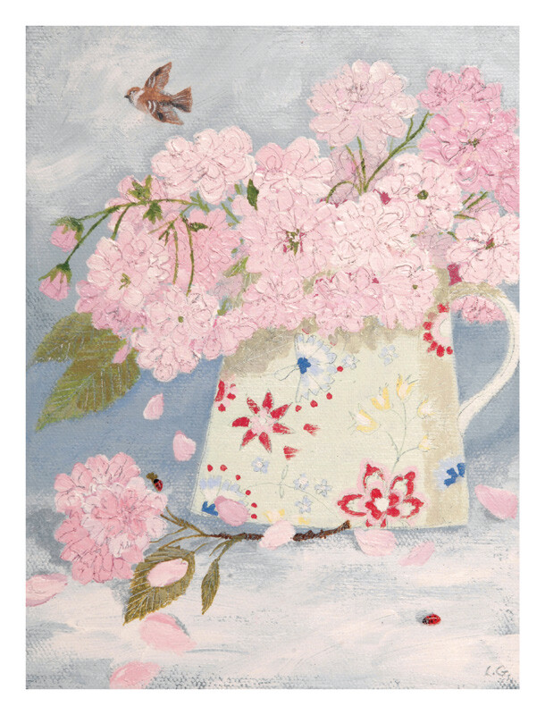 插畫家 Lucy Grossmith，壺裡的粉紅花