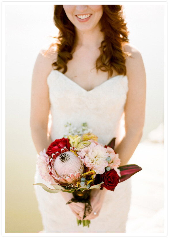 red and pink floral bouquet