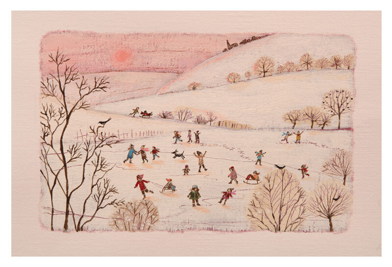 插畫家 Lucy Grossmith，孩子們在雪地玩耍