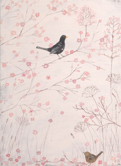 插畫家 Lucy Grossmith，黑鳥與小鳥