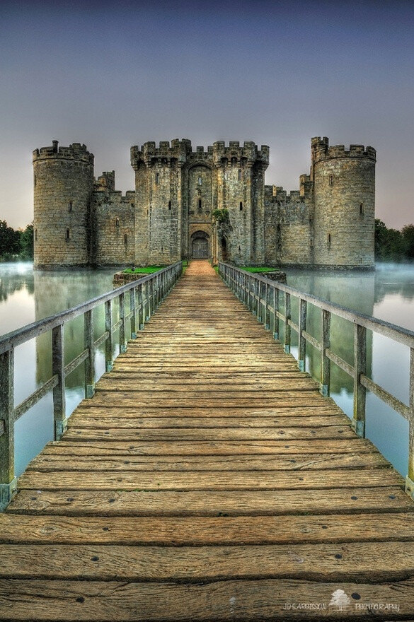 Built in 1385, Bodiam Castle in East Sussex, England, is a perfect example of a late medieval moated castle.