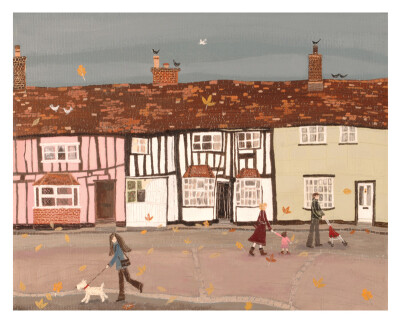 插畫家 Lucy Grossmith，Hall Street, Long Melford英國薩福克郡的霍爾街