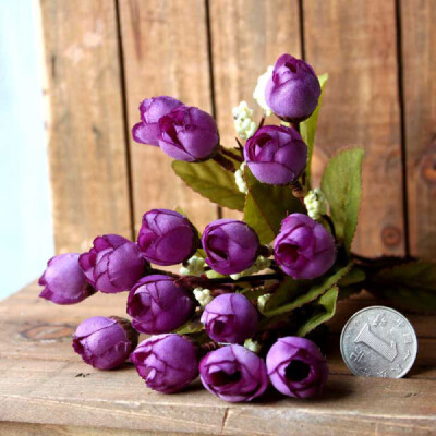 米子家居 仿真花15头迷你玫 SH010001 花朵直径1.5cm 紫色 特卖商品