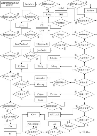 前段时间画的一个图，如何选择编程语言...