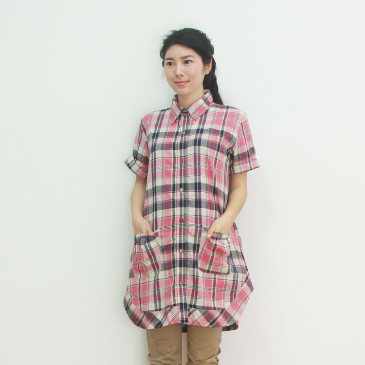 森林系日单大码格子原摆口袋衬衫罩衫