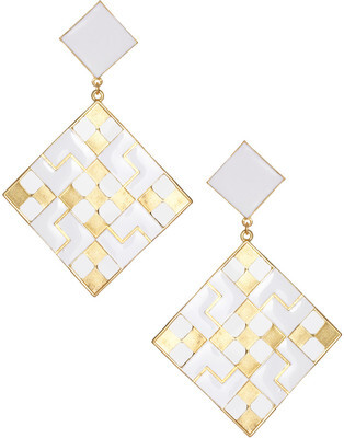 Asos Enamel Grid Doorknocker Earrings