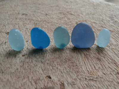 Genuine English sea beach glass JQ variety of blue, aqua, seafoam &amp; turquoise STUNNING