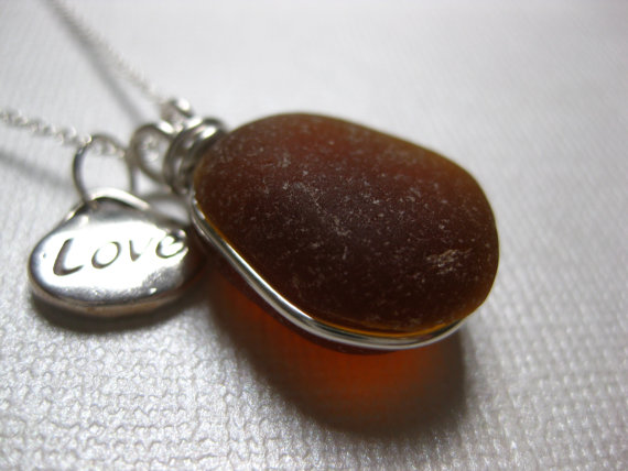 I Love Chocolate SS Seaglass necklace