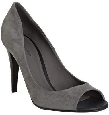 Bottega Veneta Grey Suede Peep Toe Pumps