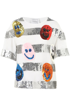 Smiley Face Sequin Tee By Louise Gray