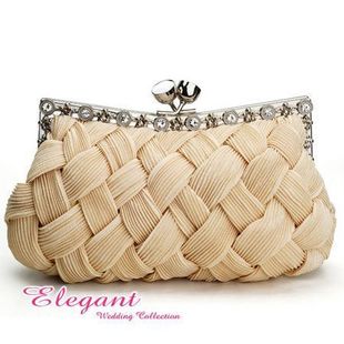 Elegant12新款婚包◆香槟色轻粉佳人珠珠婚礼宴会手提包