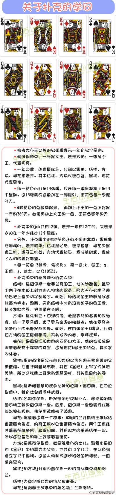 【关于扑克的学问】原来以为扑克上的人都是随便画的……这回又长见识了。