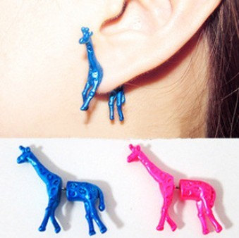 1 Piece 3D Giraffe Ear Stud Earrings Neon Colors