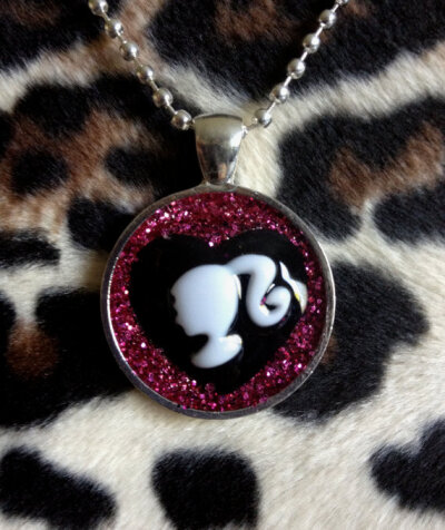 Silver Pendant Necklace w/ Vintage Barbie Heart